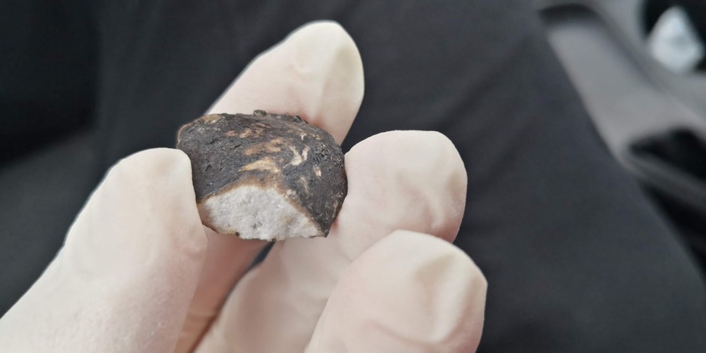 Milan B. / Ta kos je znani Ameriški lovec na meteorite Michael Farmer označil za pravi meteorit. Vendar kamen ne vsebuje   železovih mineralov in niklja